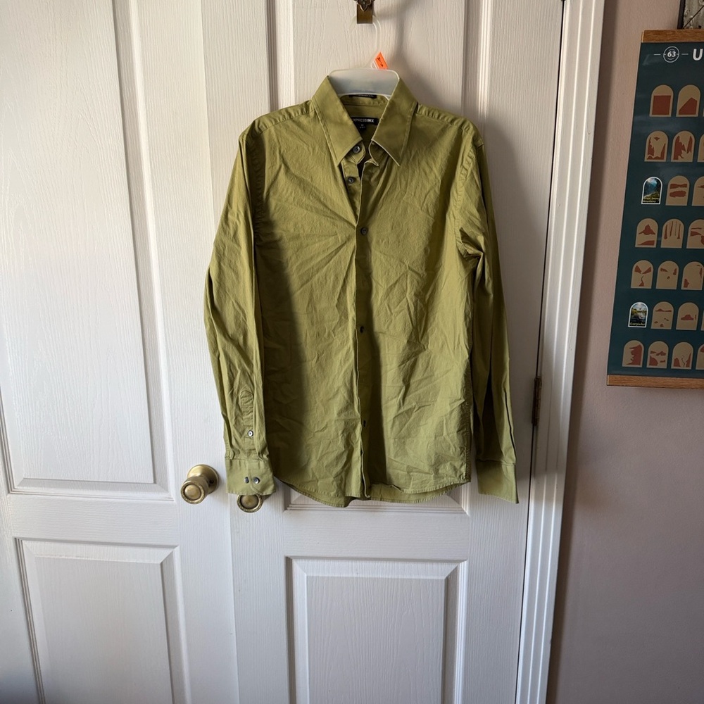 Express Men's Casual Green Button Down Shirt